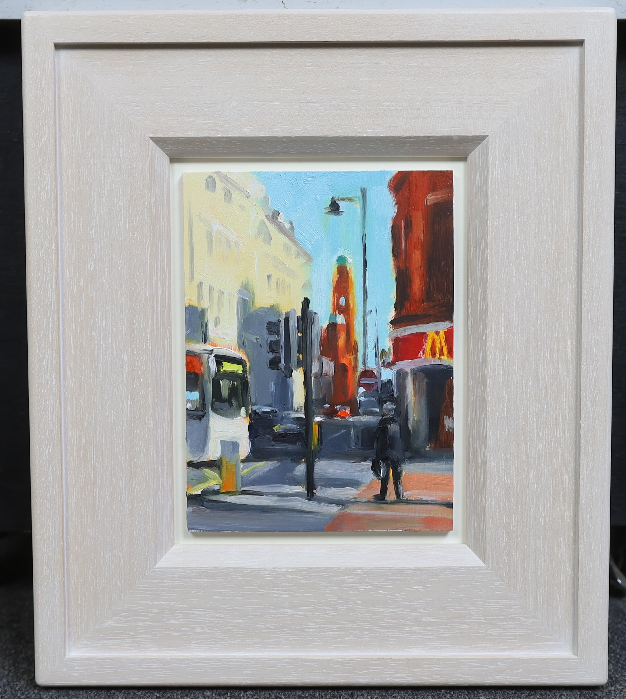 Liam Spencer (British, b.1964), 'Oxford Street No.1', oil on board, 20 x 15cm